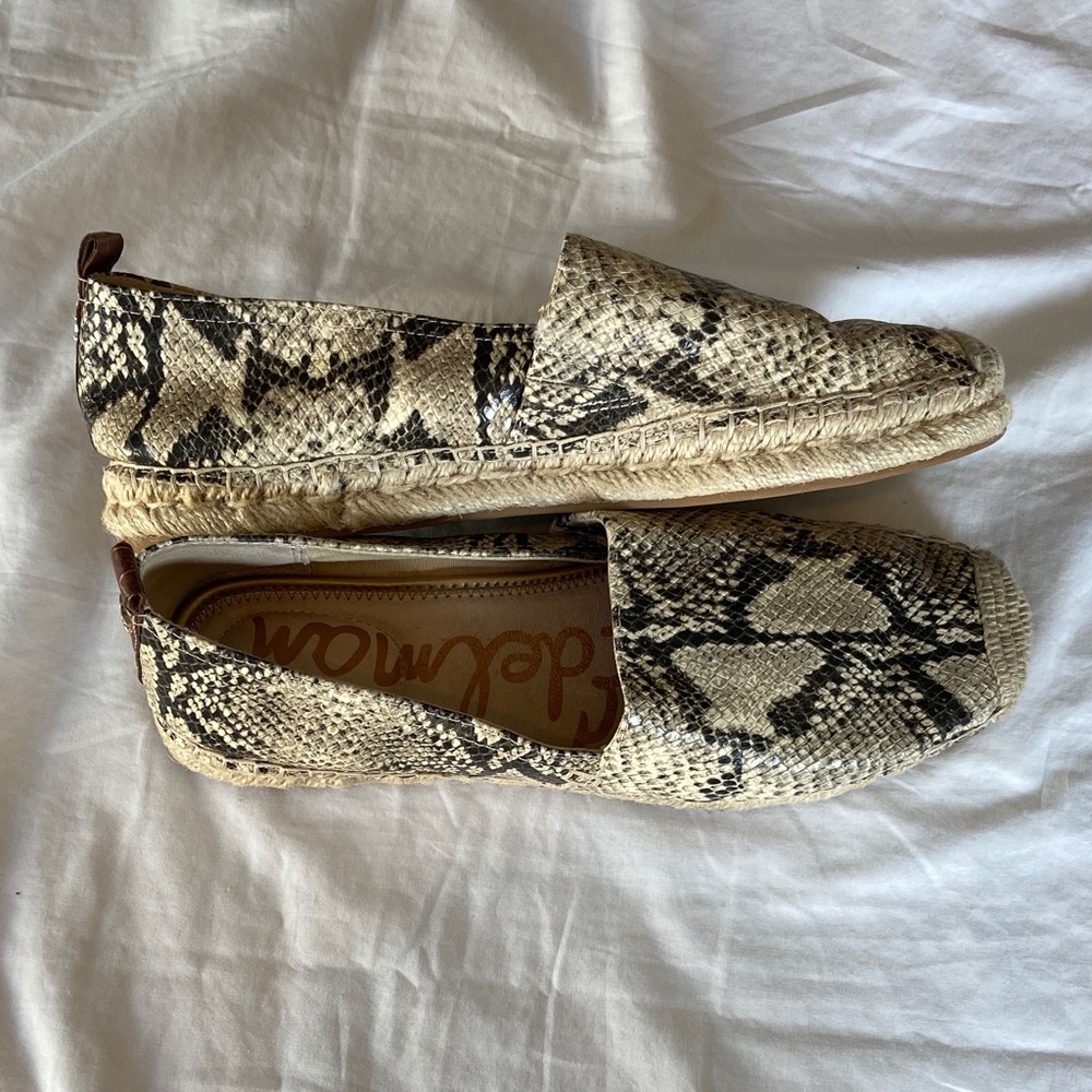 Sam Edelman Khloe Slip-On Espadrilles Snake Print Leather Upper Womens 9.5M